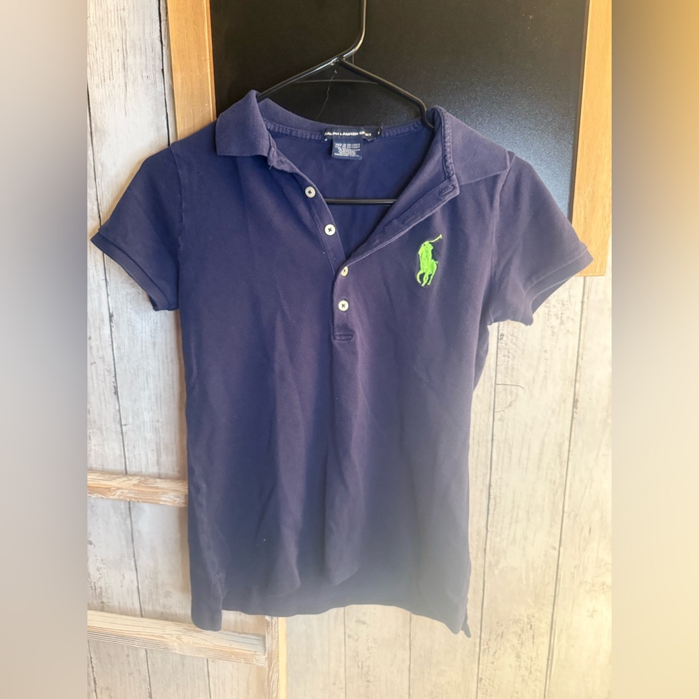 Ralph Lauren Sport Classic Fit Women’s Navy Blue Polo Shirt Size M Big Pony